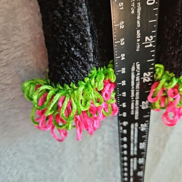 That Sweater women Med chenille Monkey Cardigan Sweater Wearable Art Neon Retro - Picture 9 of 12